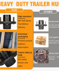 Trailer hub kit, 5-bolt, 4.5 in for tapered spindles; front view shows hub with studs and packaging.