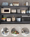 Kickass Three Tier Metal Shelving Unit Freestanding Steel Storage Rack With Heavy Duty Construction And Slick Black Finish Perfect Tight Setup For Garage Kitchen Office Or Restaurant Warehouse Organization 120X40X80CM with kitchen appliances and decor.