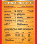 Nutrition facts label for 180 Tabs Emergency Food Supply, 15 Day Survival Meals, Gluten Free Non GMO MRE Style Prepper Friendly