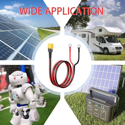 XT60 To O Ring Terminal Cable, 12AWG Tinned Copper UL2468 Wire, wide application with RC battery, solar panel, power station use