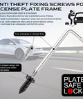 Anti Theft License Plate Frame fixing screws with wrenches and a plumb-shaped design for secure mounting.