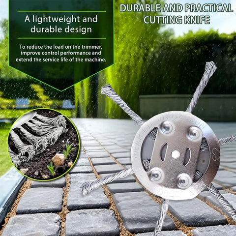 Heavy-Duty 6-Inch Steel Wire Trimmer Head Replacement for Electric Cordless String Trimmer with six high-strength blades