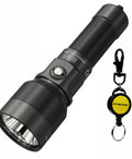 Underwater Dive Light With 1100 Lumen Power, 100 Meter Submersion, bombproof aero grade aluminum body, black finish, flashlight with clip.