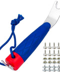 Top Snapper Tool for Boat Canvas Snaps and Cover Fastening, Quick Release Snap Tool, blue handle, 10 rustproof 3/8 in snaps