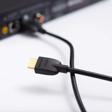 Close-up of 6ft 4K HDMI 2.0 Cable With Ethernet 18Gbps High Speed connecting to a device