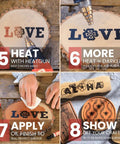 Steps for using Wood Burning Marker Kit For Adults, No Soldering Needed, 2 In 1 Pyrography Tool With Brush And Bullet Tips, Easy Heat Pen For Crafts, Stencils And Letters, DIY Wood Burning Projects, Engraving Pen For Woodworking.