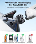Heavy Duty Ccs To Nacs Electric Vehicle Charging Adapter Snags Up To 250 Kilowatt Dc Fast Charge For Tesla Model Y Cybertruck connecting to charging stations.