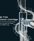 Top Shelf Brushed Nickel Kitchen Faucet With Pull Down Sprayer And Three Spray Modes Built From Solid Stainless Steel For A Slick Finish And Zero Hassle Maintenance That Keeps Your Sink Looking Dope - close-up of drip-free ceramic cartridge.
