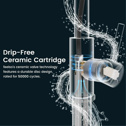 Top Shelf Brushed Nickel Kitchen Faucet With Pull Down Sprayer And Three Spray Modes Built From Solid Stainless Steel For A Slick Finish And Zero Hassle Maintenance That Keeps Your Sink Looking Dope - close-up of drip-free ceramic cartridge.