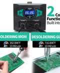 Pro Grade 110W EVO Soldering Station And Desoldering Kit with Vacuum Pump, showing dual function soldering and desoldering setup