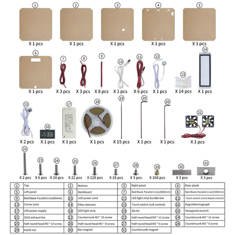 DIY 3D Printer Enclosure Kit For A1 Unassembled Sealing Design Reduces Noise And Printing Interference, component parts display