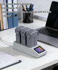 3 In 1 Battery Charging Hub with LCD Display for Mini 5 Pro Drone Batteries on desk real time capacity monitoring