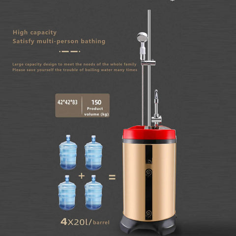 Premium Portable Electric Water Heater Grab And Go Mobile Shower System 304 Stainless Steel Body with large capacity design.