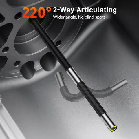 Beast Pro Grade Two Way Articulating Borescope With Light 1080P Endoscope Camera Flexible Probe And 5 Inch IPS Screen IP67 Waterproof 5 Foot Cable For Auto Aircraft And Industrial Inspections, 220° probe
