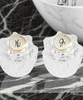Clear Acrylic Faucet Handles Replacement Kit For Two-Handle Faucets on marbled surface