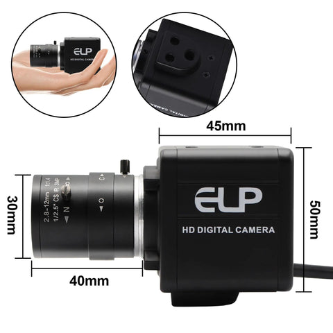 8MP USB Camera High Speed 30FPS 2.8-12mm Zoom Lens side view, ideal for golf swing shots, industrial machine vision