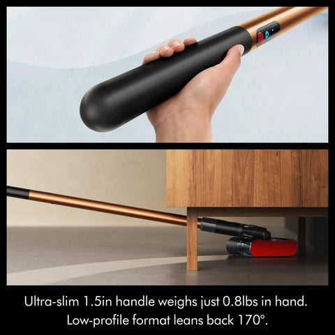 Ultra Slim Cordless Wet Floor Cleaner with Microfiber Roller, lightweight handle for easy grip under furniture