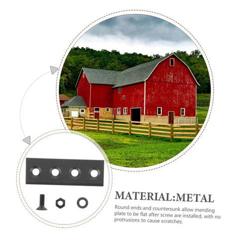 Stainless Steel Barn Door Track Connector Kit With Dope Black Joint Plate And Flat Gasket Design Easy Install components displayed