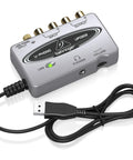 USB Audio Interface For Turntables And Cassette Tapes All In One Vinyl Recording Bundle With Audacity Software Black