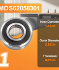 Tough As Nails Front Load Washer Bearing And Seal Kit for LG and Kenmore, showing bearing dimensions and features.
