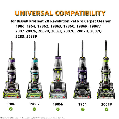 Universal compatibility for Replacement Belt Set for ProHeat 2X Revolution Pet Pro Carpet Cleaner Series 1986 1964 2007 2007P