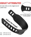 Universal Exercise Bike Pedal Straps Set with ratchet style ridges, adjustable length shown with product attributes.
