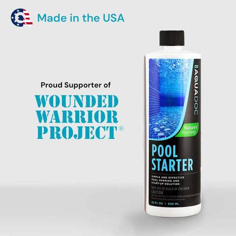 Bottle of Pool Opening Starter Kit With Enzyme For Above Ground And Inground Pools, 32oz Treats Up To 30,000 Gallons, USA made