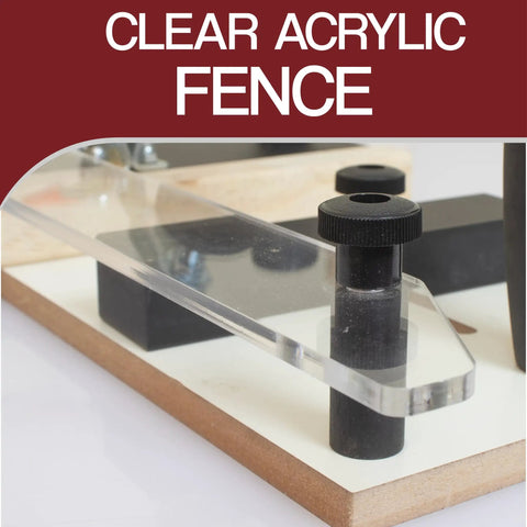 Pro Rail Guide Coping Sled For Router Table With Precise Clean Joints, clear acrylic fence, end grain blowout prevention