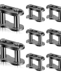 8 Piece 420 Chain Master Links Set For Dirt Bikes And ATVs, heavy duty steel alloy with black finish, replacement connectors