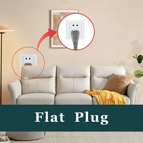 6 Ft Heavy Duty Appliance Extension Cord With Flat Plug 14 Gauge 3 Prong Grounded Cable installed behind sofa