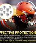 Mini Helmet Visor Quick Release Pin Repair Kit For Football Facemask Fix, compatible with Speed and Speedflex helmets, shown with helmet.