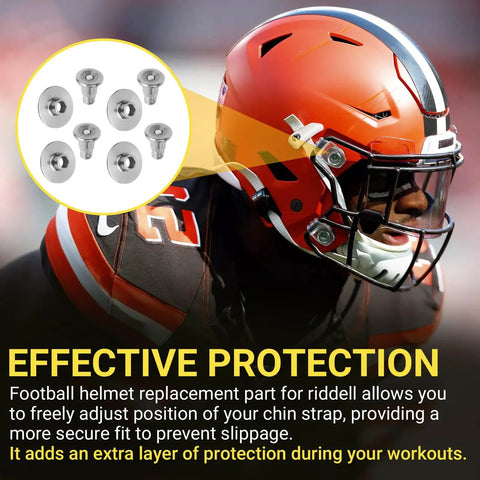 Mini Helmet Visor Quick Release Pin Repair Kit For Football Facemask Fix, compatible with Speed and Speedflex helmets, shown with helmet.