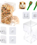Two Piece Hamster Automatic Feeder Set With Heavy Duty Bracket And Easy Pour Spoons No Drama Small Animal Food Dispenser for rodents, acrylic design, meal containers.