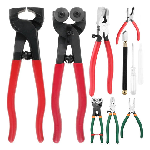 2 Pack Glass Nippers Mosaic Cutter Pliers With Dual-Sided Carbide Wheels For Clean Breaks On Ceramic Tile Glass Porcelain And Mirror Projects Snap-Free Cutting Tools In Bright Red, pair shown