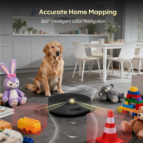 Robot Vacuum And Mop All In One Combo With Beastly 6000Pa Suction, Self Empty Dock, 90 Day Hands Free, LiDAR Navigation