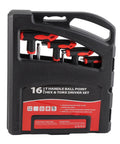 Top Notch 16 Piece Pro T Handle Hex Key Wrench Set With Ball Ends For Tight Spots Heavy Duty Chrome Vanadium Steel Tools Perfect For Auto Repair And Home Boss Jobs No More Stripping Screws, 16-piece case