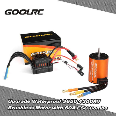 Waterproof 3650 3500KV Brushless Motor With 60A ESC Combo shown with cables and packaging