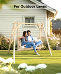 Heavy Duty Outdoor Porch Swing With Frame Stand 880 Lb Capacity Wooden Patio Bench for yard garden