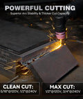 iControl CUT55 Pro Plasma Cutter with app control cutting through thick metal with sparks visible