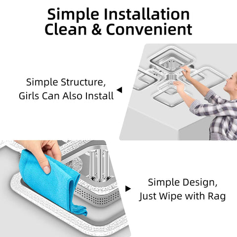 Installation and cleaning process of 100W LED Dimmable Ceiling Light With Remote And App Control 12000 Lumen shown in detail.