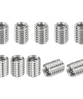 Ten stainless steel M6 to M4 thread reducing sleeves (male to female) for fasteners