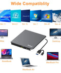 Five In One External Blu Ray Drive With USB 3.0 And USB Type C Portable Slim Blu Ray Burner BD Player for MacBook Air and Windows