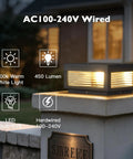 Outdoor LED Post Light With Square Lantern Style, 9.84 Inch Hardwired Aluminum Glass Post Lamp For Fence Driveway Patio Garden Backyard