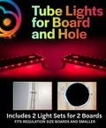 White LED Cornhole Lights For Hole And Board Complete 2 Board Kit with weather resistant LED light strands for edges and holes