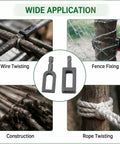 Super Heavy Duty Electric Drill Wire Twister Attachment for Fencing and Rebar Tying, used for wire twisting and fence fixing.