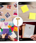 Collage of uses for 100 Pieces Decorative Craft Nails For DIY Projects, Miniature Brass Fasteners For Cards, Scrapbooking And Jewelry Boxes