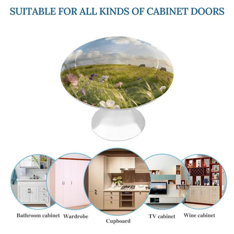 Meadow Style 1.1 Inch Cabinet Knobs And Drawer Handles Set In Stainless Steel Aluminum Alloy for various cabinets.