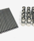 Street Tough Stock Pushrods And Hydraulic Flat Tappet Valve Lifters For Chevy GM Small Block V8 Engine Rebuild Includes 16 Push Rods, 16 push rods and 16 hydraulic lifters in silver finish.