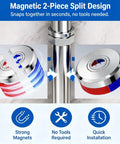 Magnetic Split Faucet Decorative Cover Wall Mount Pipe Escutcheon shown with two-piece design for quick and tool-free installation.