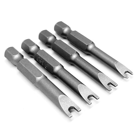 Rock Solid Spanner Drive Screwdriver Bit Set Featuring Sp4 Sp6 Sp8 Sp10 Sizes Built From Tough Chrome Vanadium Steel, displayed in a row.